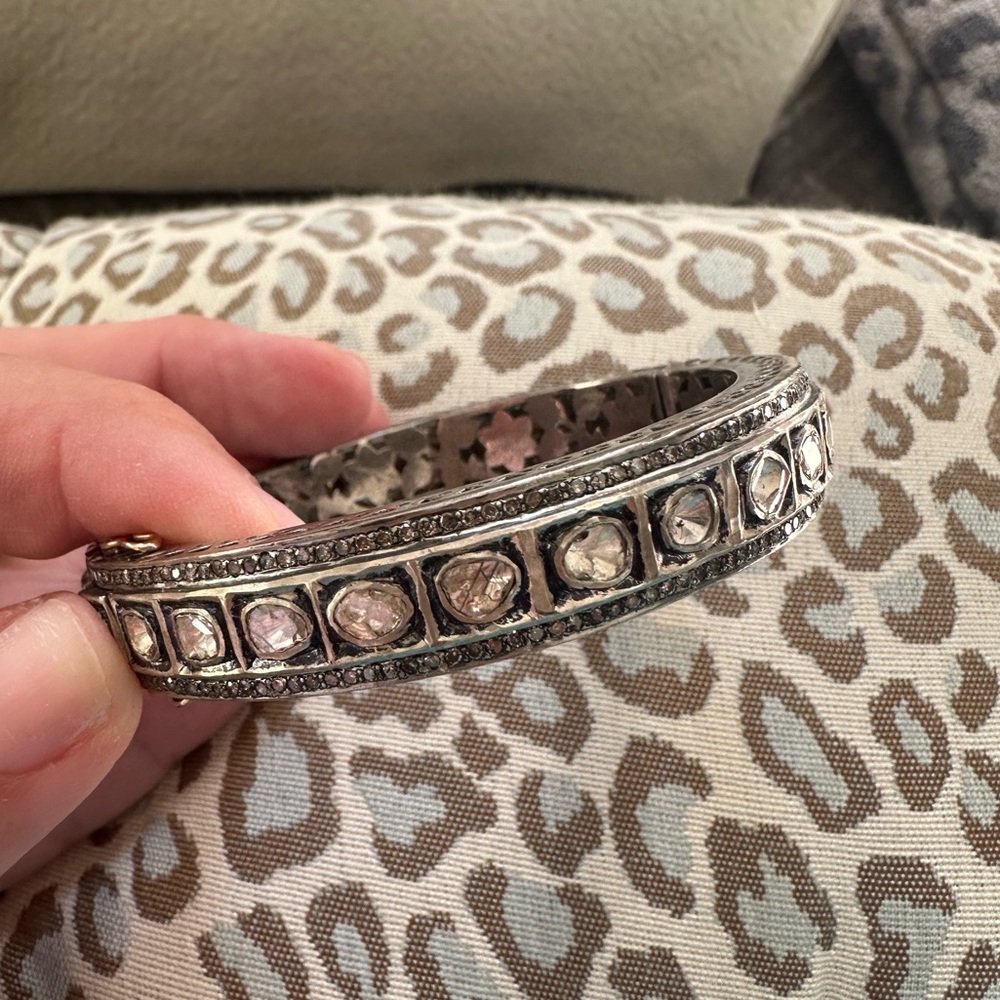 Cheryl Dufault diamond bangle  Gorgeous intricate design raw cut diamonds
